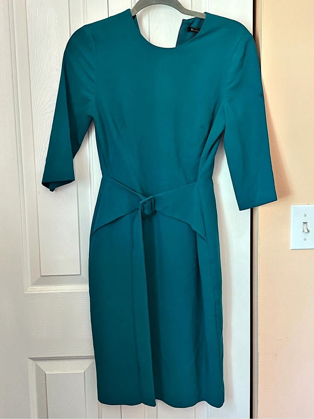Striking Teal Jackie O Dress by Black Halo 3/4 Sleeve Midi Size 4